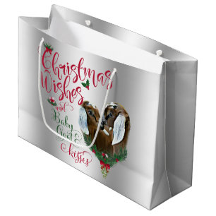 Sacola Para Presentes Grande GOTA Natal Deseja Bebê Goat Kisses Nubian 3