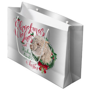Sacola Para Presentes Grande GOTA O Natal Deseja O Bebê-Cabra Angora