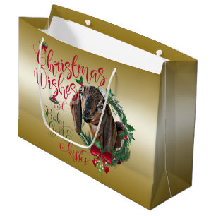 Sacola Para Presentes Grande GOTA O Natal Deseja O Bebê Goat Kisses Nubian 2