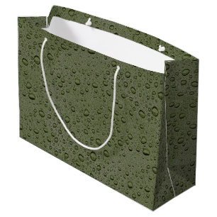 Sacola Para Presentes Grande Gotas de água verde-oliva
