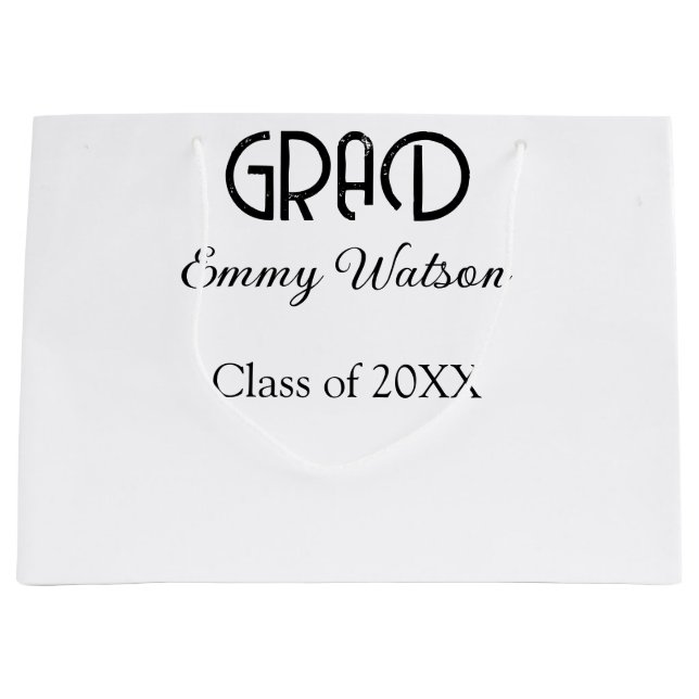 Sacola Para Presentes Grande Grad bold letter graduation name class of 20XX sim (Frente)