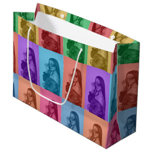 Sacola Para Presentes Grande Grade de Fotografias Personalizadas Modernas com P