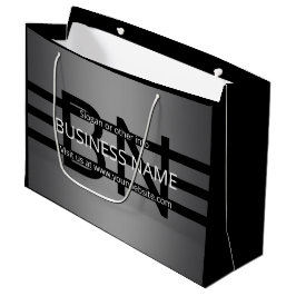 Sacola Para Presentes Grande Gradiente Cinza Moderno e Listras Pretas Horizonta