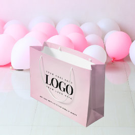 Sacola Para Presentes Grande Gradiente Rosa Logotipo Empresarial Personalizado 