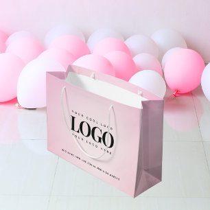 Sacola Para Presentes Grande Gradiente Rosa Logotipo Empresarial Personalizado
