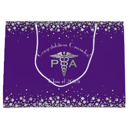 Sacola Para Presentes Grande Graduação de Assistente Médico PA Roxo Prata