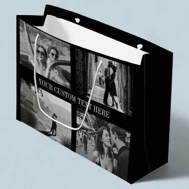 Sacola Para Presentes Grande Graduação de Foto Personalizada, Texto e Casamento (Criador carregado)