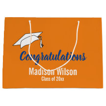 Graduação de Parabéns Laranja e Branco