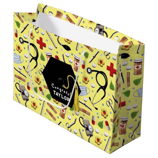 Sacola Para Presentes Grande Graduação na Faculdade de Medicina (Frente inclinada)