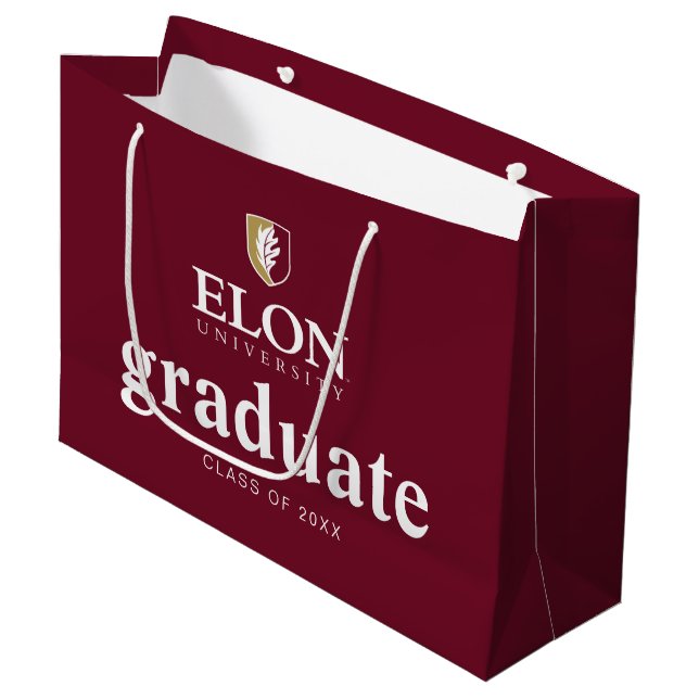 Sacola Para Presentes Grande Graduação na Universidade Elon (Frente inclinada)
