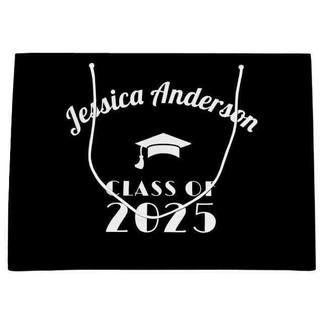Sacola Para Presentes Grande Graduação Personalizada em Preto e Branco (Frente)