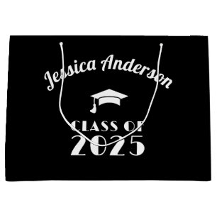 Sacola Para Presentes Grande Graduação Personalizada Preto e Branco