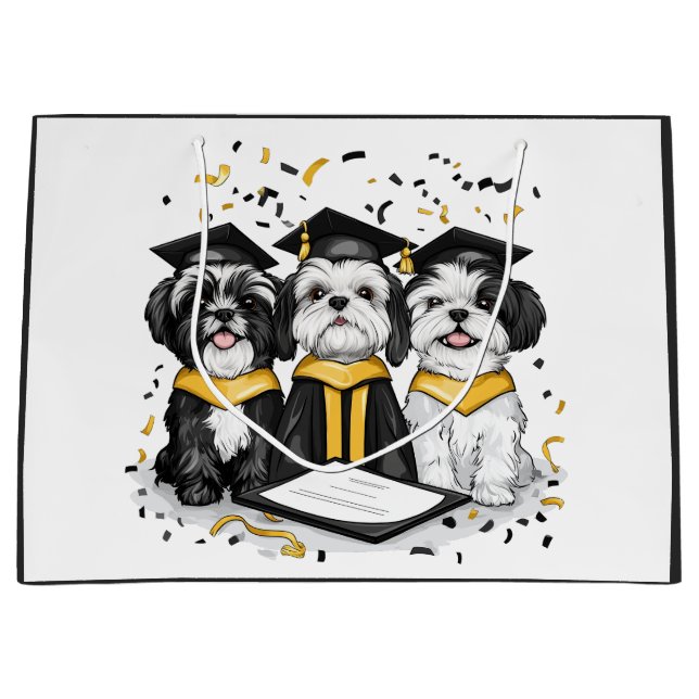 Sacola Para Presentes Grande Graduação Shih Tzu Dogs (Frente)