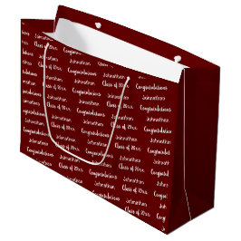 Sacola Para Presentes Grande Graduação Vermelho Escuro e Branco Parabéns Grad