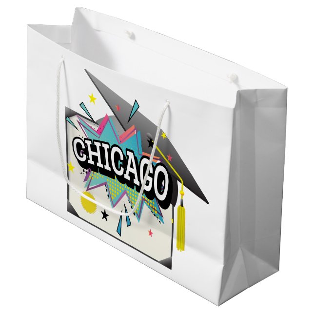 Sacola Para Presentes Grande Graduado de Chicago (Frente inclinada)