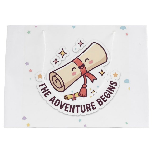 Sacola Para Presentes Grande Graduation Design - "The Adventure Begins"  (Frente)