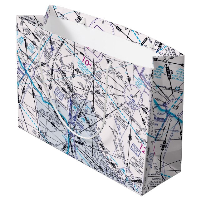 Sacola Para Presentes Grande Gráfico de Aviação (Verso inclinado)