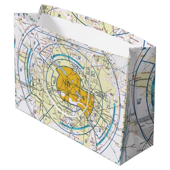 Sacola Para Presentes Grande Gráfico de Aviação (Verso inclinado)