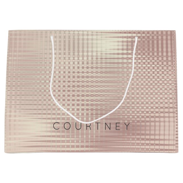 Sacola Para Presentes Grande Granalha Metálica Abstrato de Lâmpada Dourada rosa (Frente)