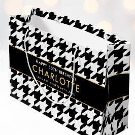 Sacola Para Presentes Grande Grande Aniversário do Houndstooth, aos 50 anos, Br
