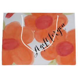 Sacola Para Presentes Grande Grande Bag Floral Laranja