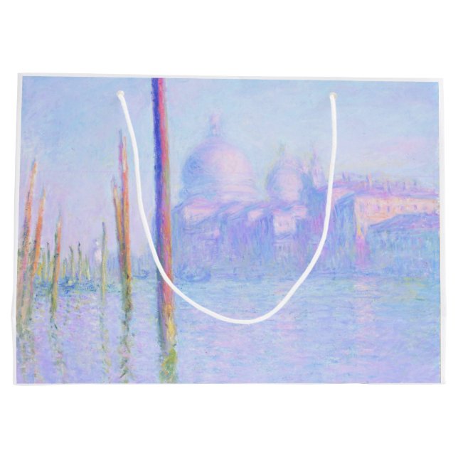 Sacola Para Presentes Grande Grande Canal em Veneza (por Claude Monet) (Verso)