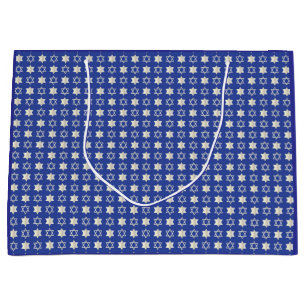 Sacola Para Presentes Grande Grande Estrela Azul/Branca de David Pattern Gift B