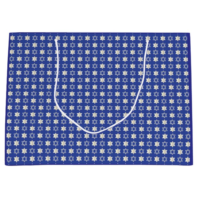 Sacola Para Presentes Grande Grande Estrela Azul/Branca de David Pattern Gift B (Frente)