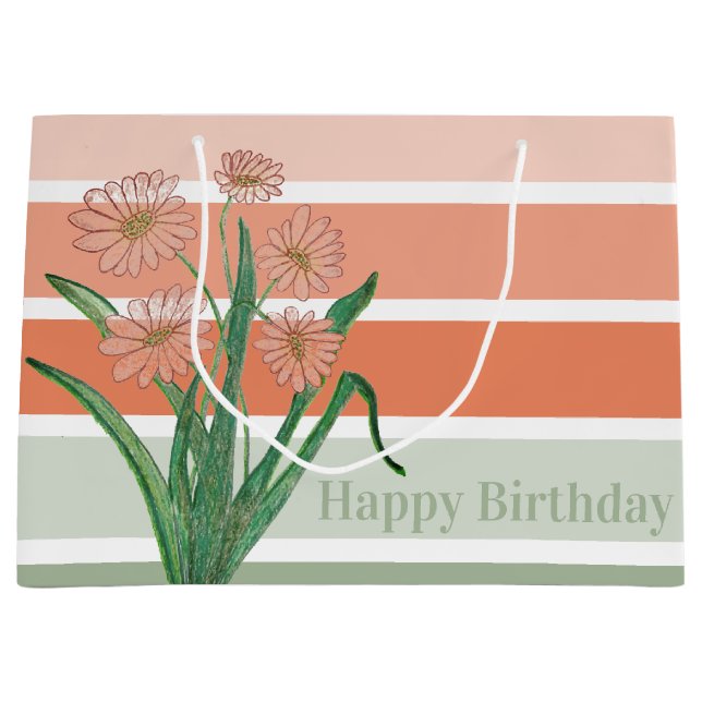 Sacola Para Presentes Grande Grande Faixa de Pastel (Frente)