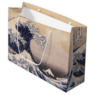 Sacola Para Presentes Grande Grande Onda na Costa de Kanagawa por Hokusai