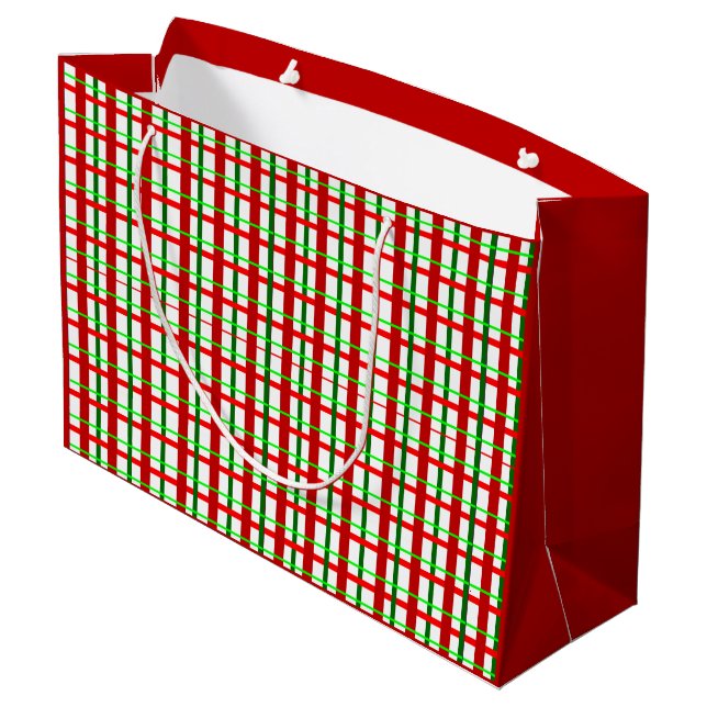 Sacola Para Presentes Grande Grande Xadrez brilhante Saco de presente de Natal (Verso inclinado)