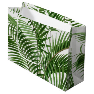 Sacola Para Presentes Grande Granja tropical verde aquosa Folhas de palmeira