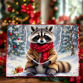 Sacola Para Presentes Grande Grátis Whimsical Raccoon Natal
