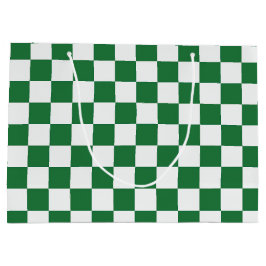 Sacola Para Presentes Grande Green and White  Holiday Check