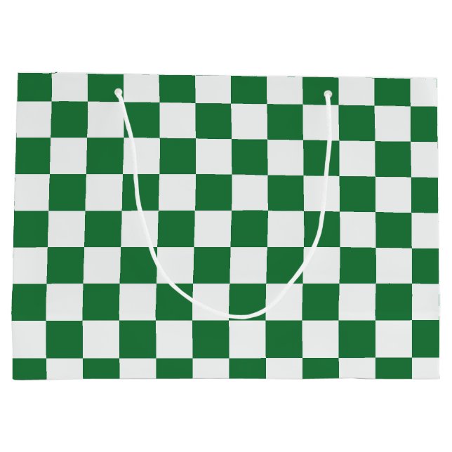 Sacola Para Presentes Grande Green and White  Holiday Check (Verso)