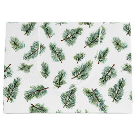 Sacola Para Presentes Grande Green Christmas Pine Tree