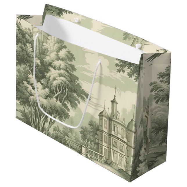 Sacola Para Presentes Grande Green Countryside Hot Air Balloon Toile (7) (Frente inclinada)