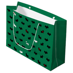 Sacola Para Presentes Grande Green Holiday Scottish Terriers Gift Bag