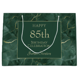 Sacola Para Presentes Grande Green Marble 85th Birthday