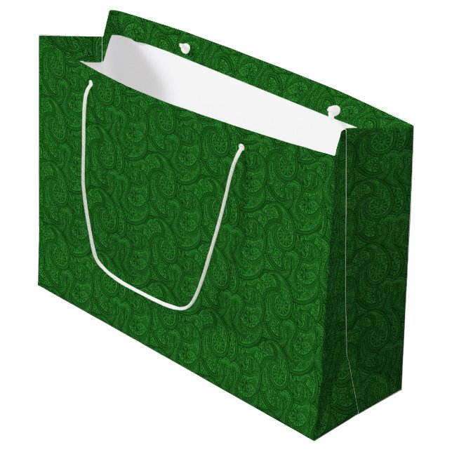 Sacola Para Presentes Grande Green Paisley (Frente inclinada)