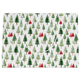 Sacola Para Presentes Grande Green Red Christmas Trees 