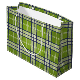 Sacola Para Presentes Grande Green Tartan