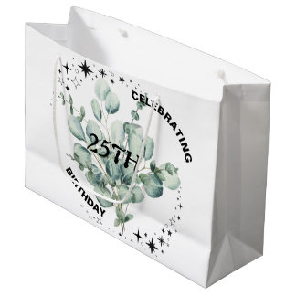 Sacola Para Presentes Grande Greenery Floral Sky Star Celebração de Aniversário