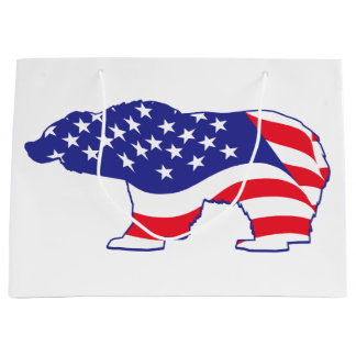 Sacola Para Presentes Grande Grizzly Bear USA Flag
