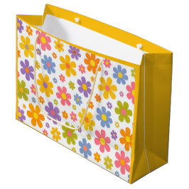 Sacola Para Presentes Grande Groovy Flower Power (Amarelo)
