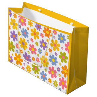 Sacola Para Presentes Grande Groovy Flower Power (Amarelo)