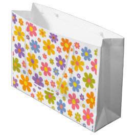 Sacola Para Presentes Grande Groovy Flower Power (Branco)