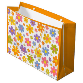 Sacola Para Presentes Grande Groovy Flower Power (Laranja)