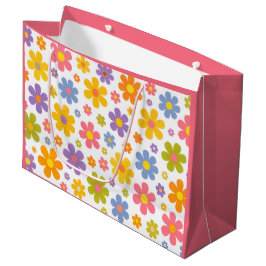 Sacola Para Presentes Grande Groovy Flower Power (Rosa)