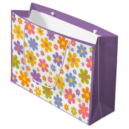 Sacola Para Presentes Grande Groovy Flower Power (Roxo)